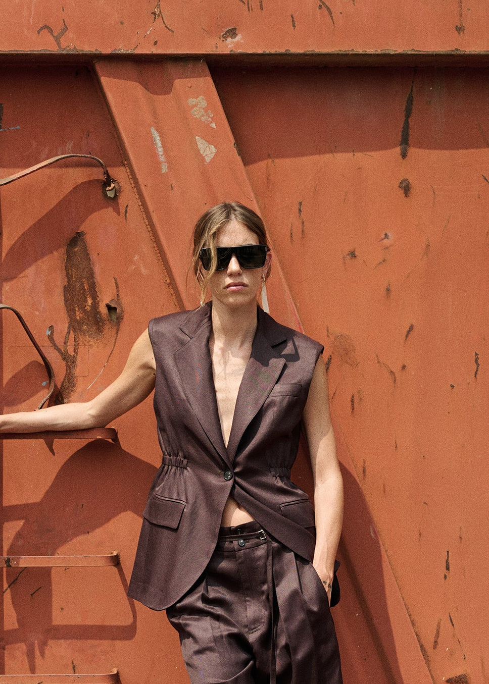 FELCE BLAZER GILET - PLUM CHOCOLATE