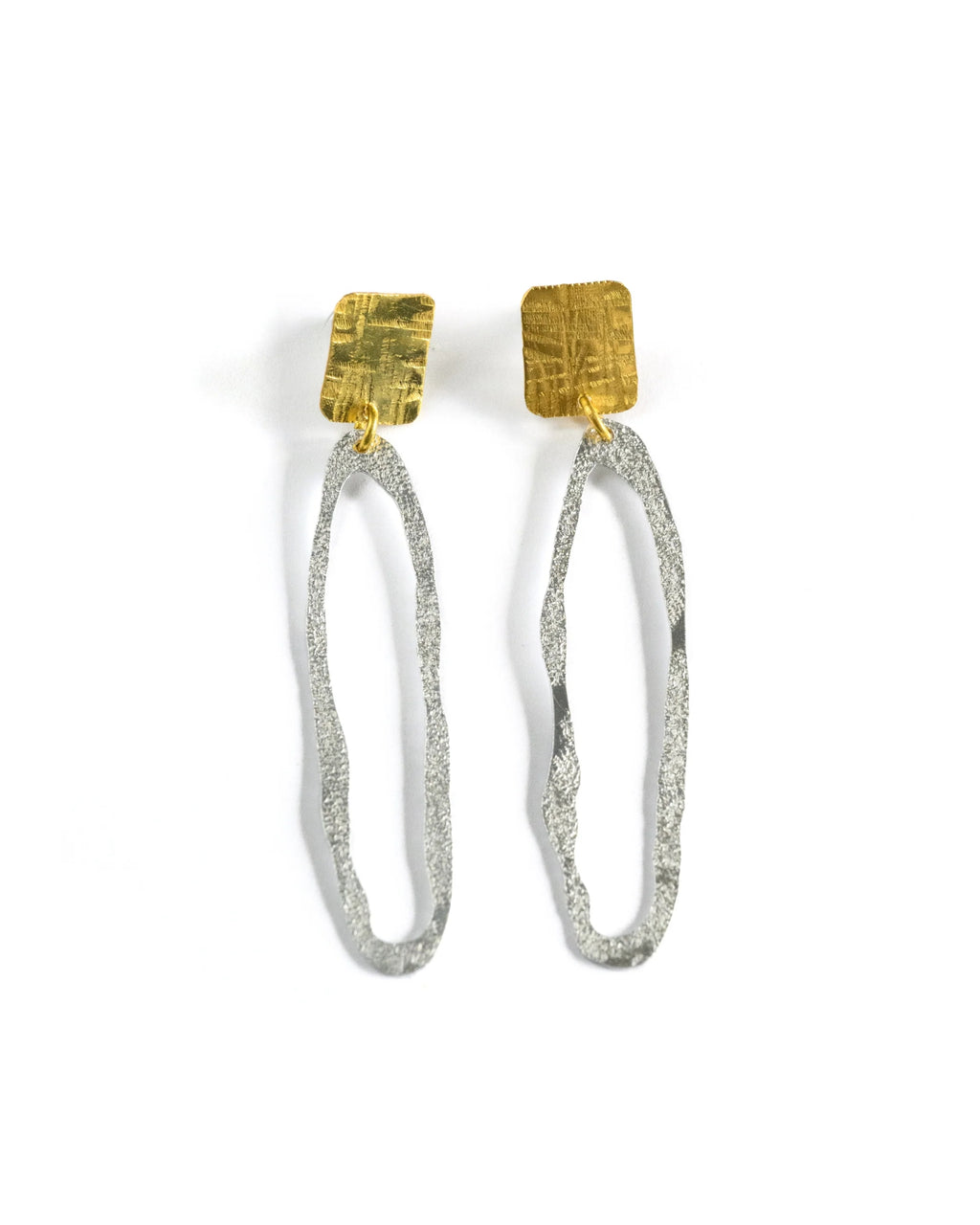 Kiku Earrings - Brass & Silver