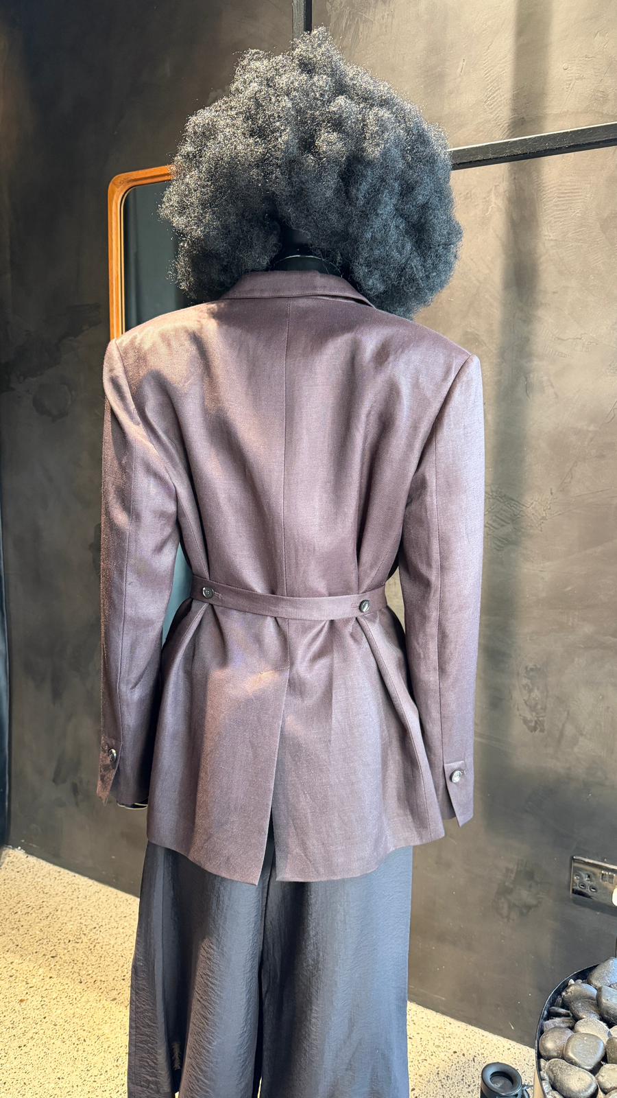 FROST BELTED BLAZER - COFFEE