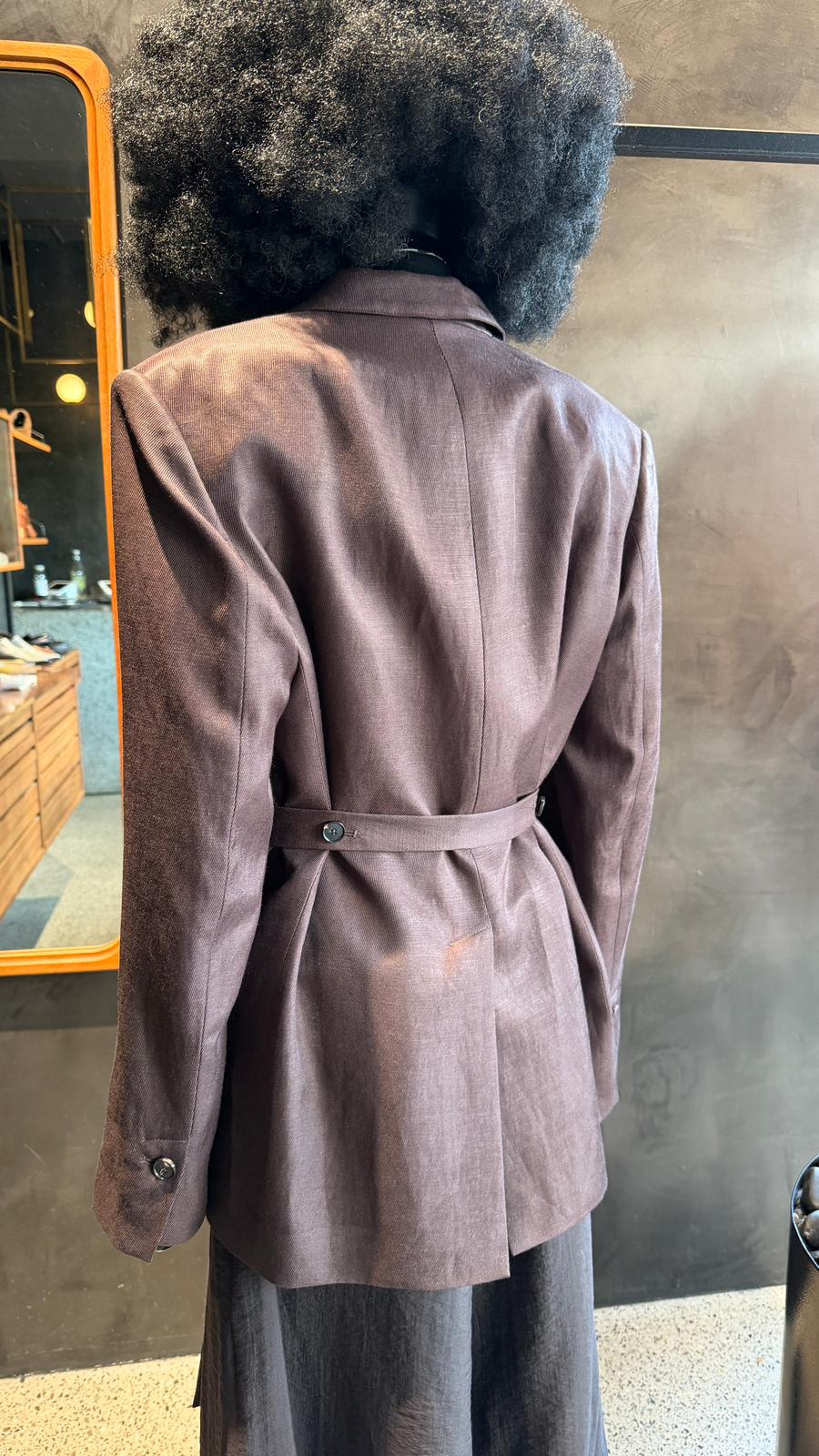 FROST BELTED BLAZER - COFFEE