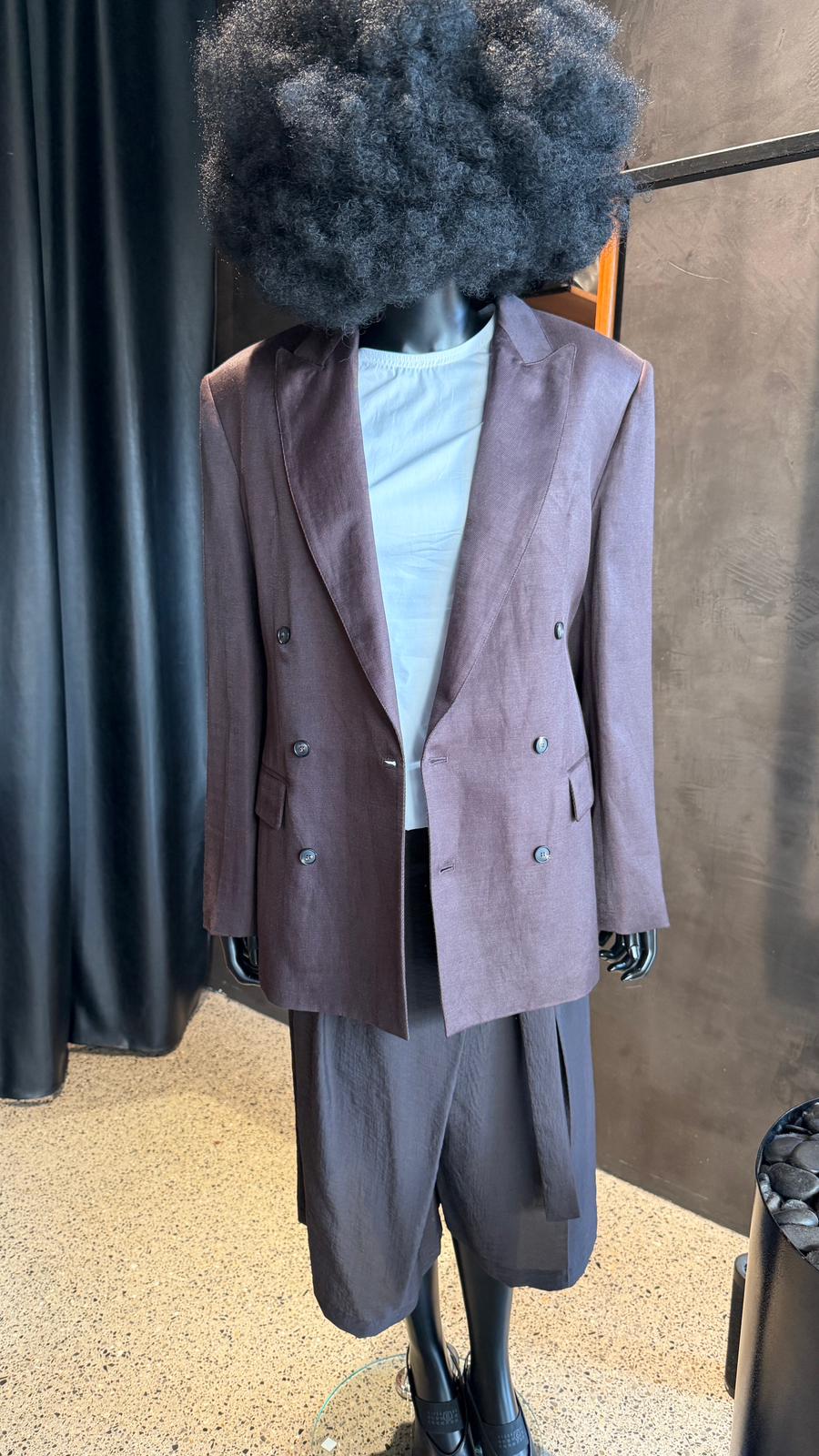 FROST BELTED BLAZER - COFFEE