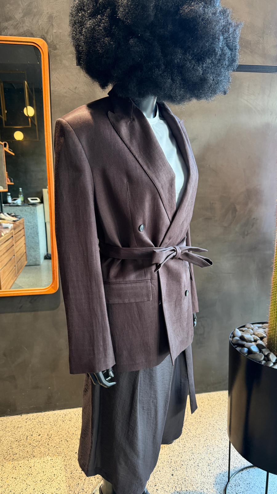 FROST BELTED BLAZER - COFFEE
