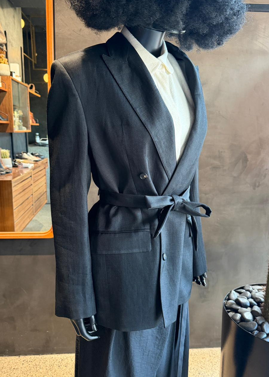 FROST BELTED BLAZER - MIDNIGHT