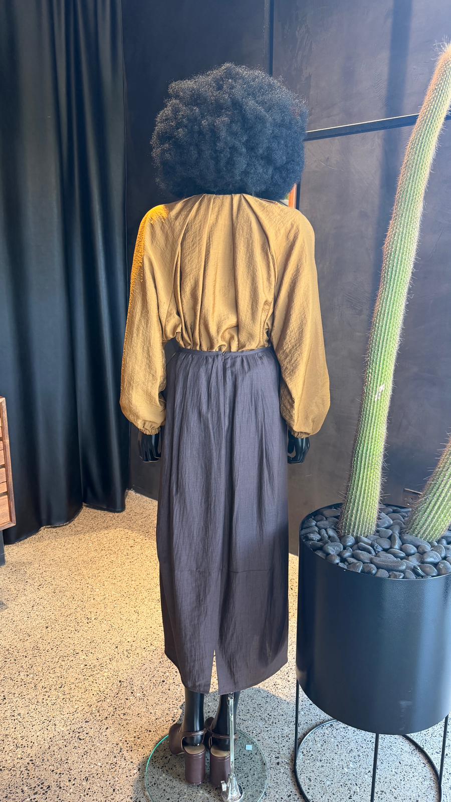 CANDITO PLEATED SKIRT - CHOCOLATE