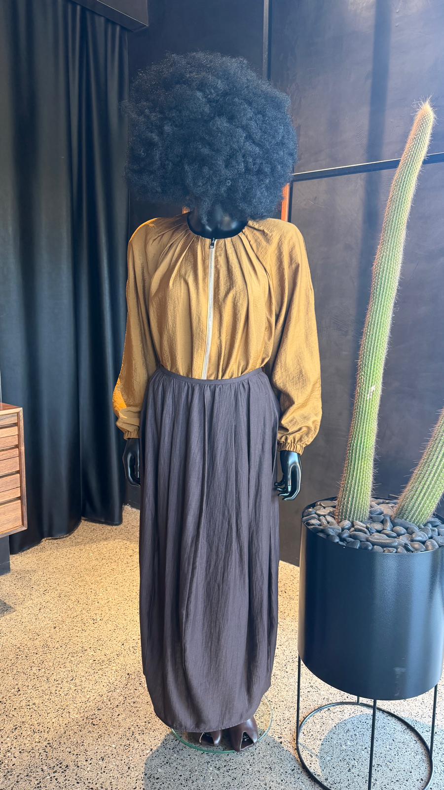 CANDITO PLEATED SKIRT - CHOCOLATE