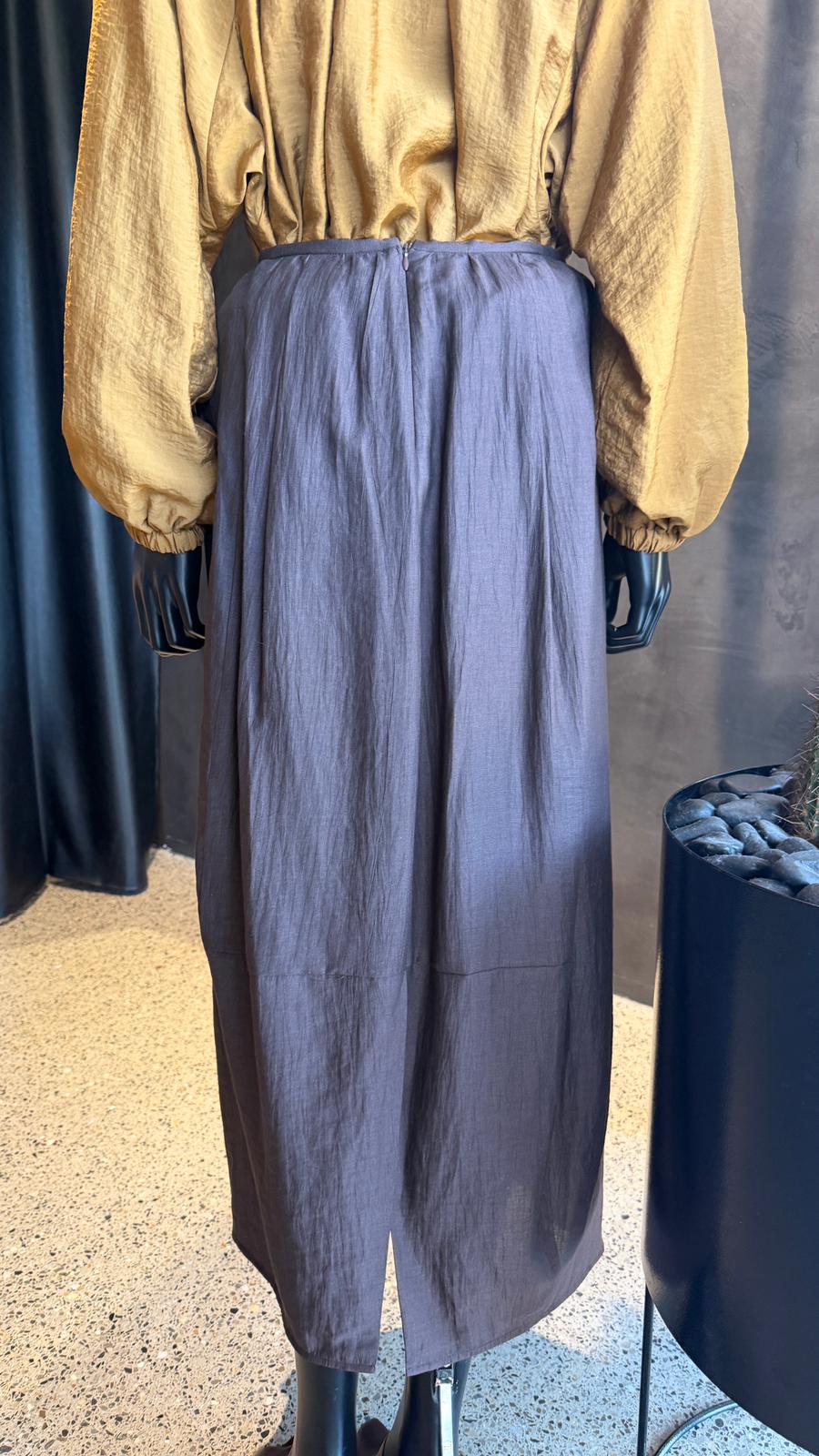 CANDITO PLEATED SKIRT - CHOCOLATE