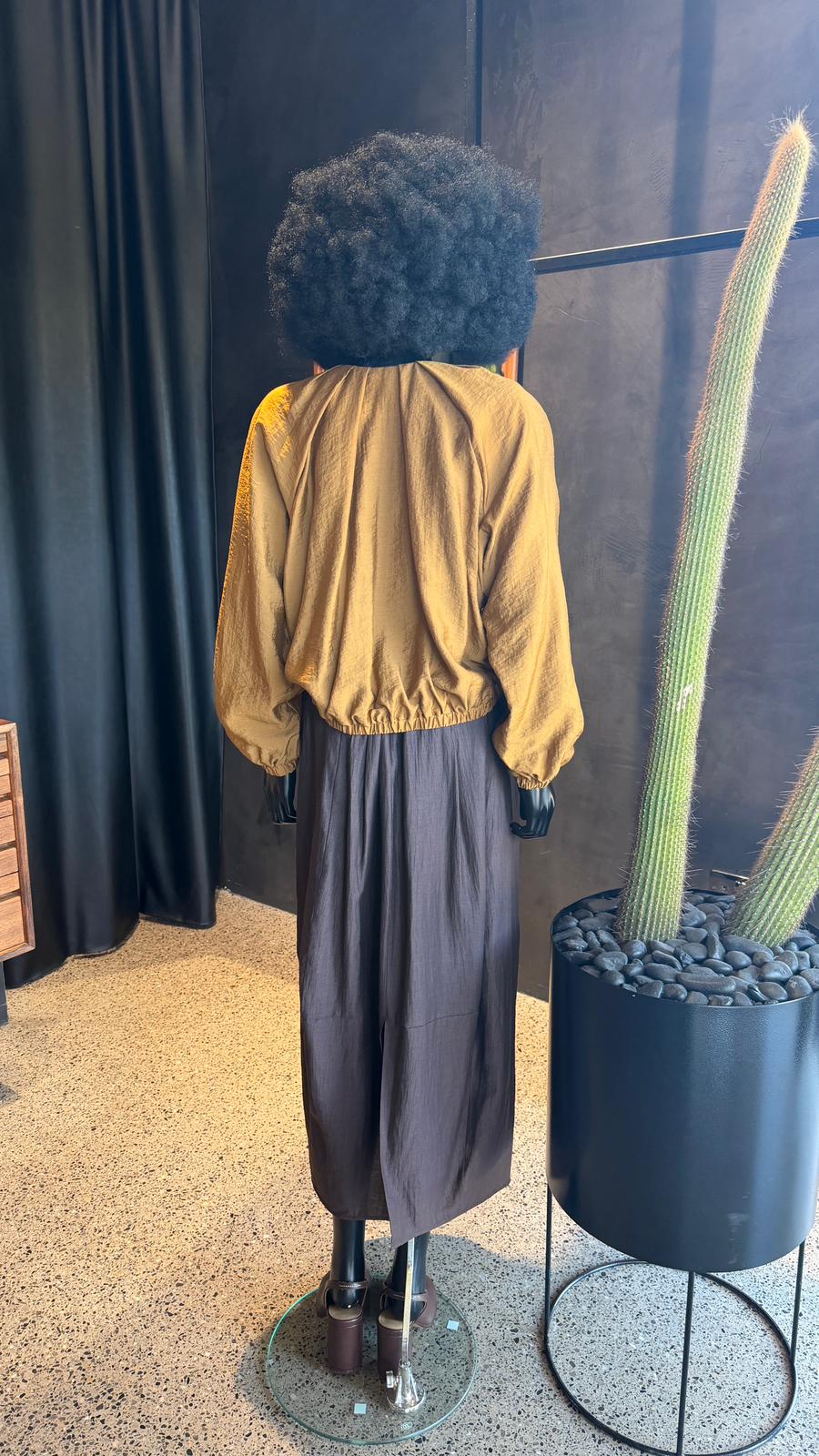 CANDITO PLEATED SKIRT - CHOCOLATE